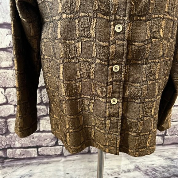 Chico's Design Brown Button Down Long Sleeve Top Size Large - Picture 3 of 9